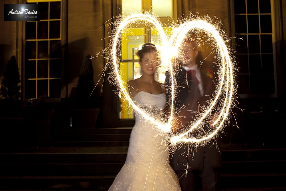 night time low light wedding photo sparklers