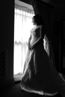 black and white classic wedding photography preparation shot